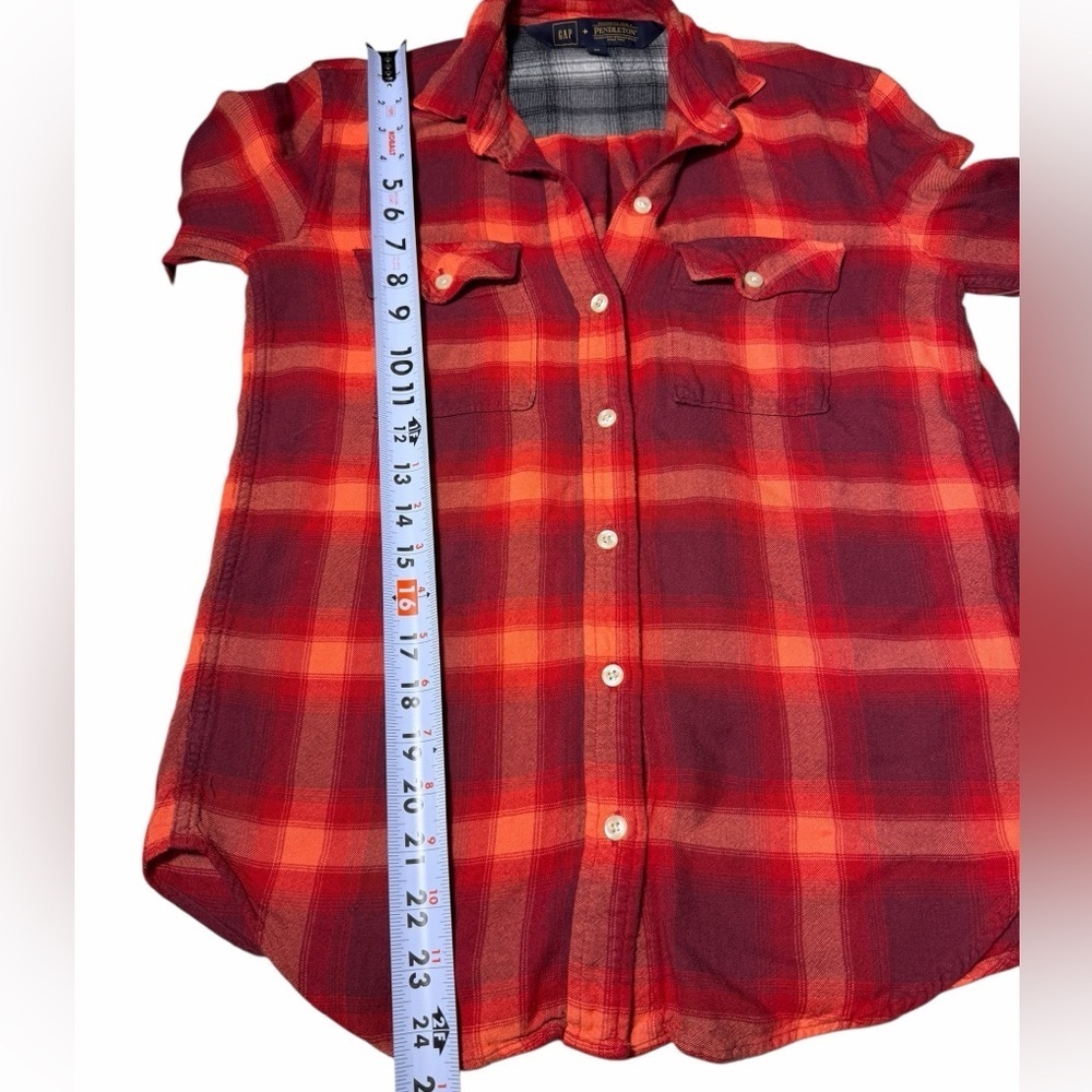 GAP x Pendleton Shirt Women’s XS Red Plaid Button-Up Long Sleeve Flannel Collab - Picture 7 of 11